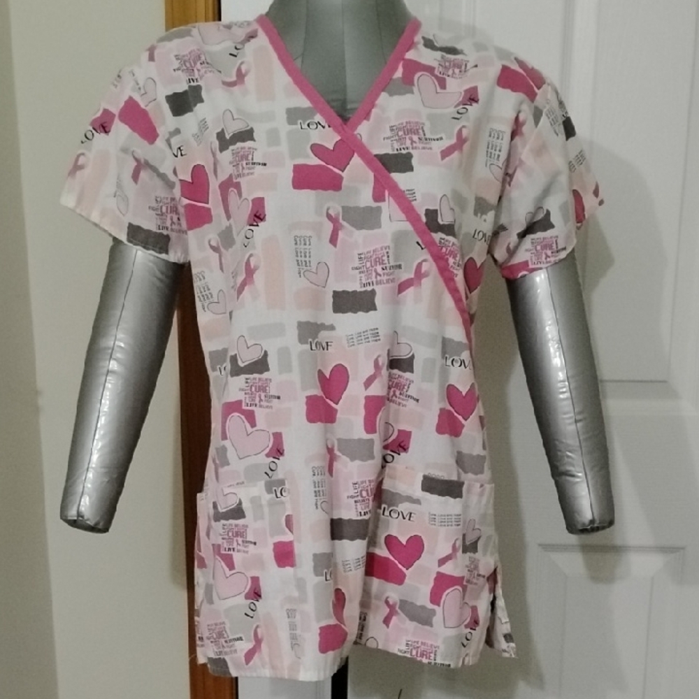 Women's Breast Cancer Awareness Scrub Top
